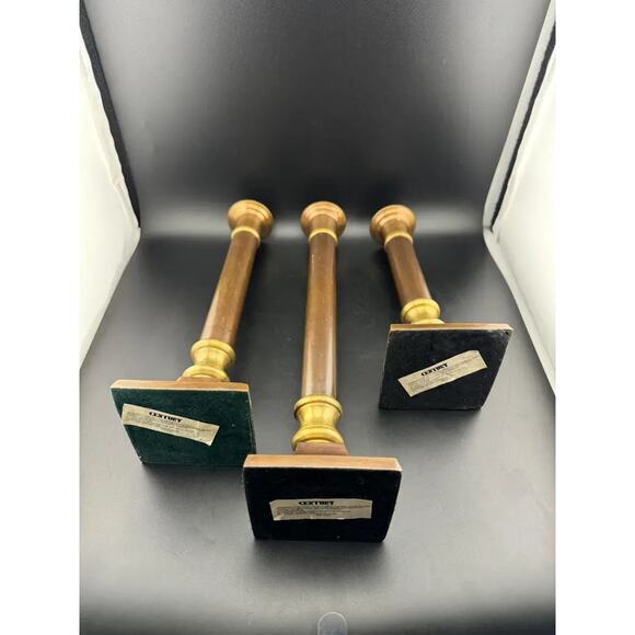 Set of Three Century Two-Tone Brass Taper Candlesticks - Picture 4 of 4